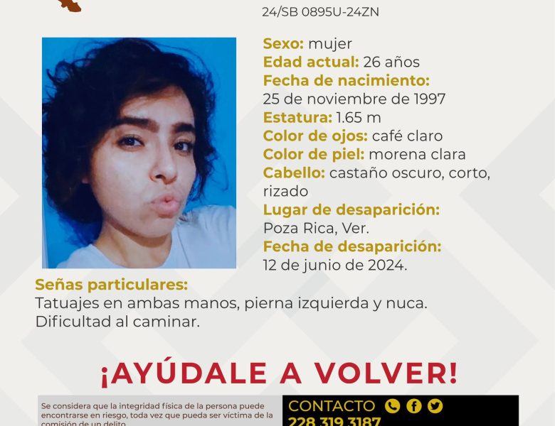 Luego de más de un mes activan ficha de búsqueda de joven desaparecida en Poza Rica