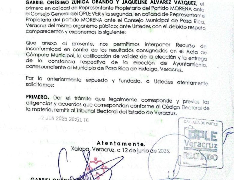 MORENA exige recuento total o nulidad de la elección tras irregularidades