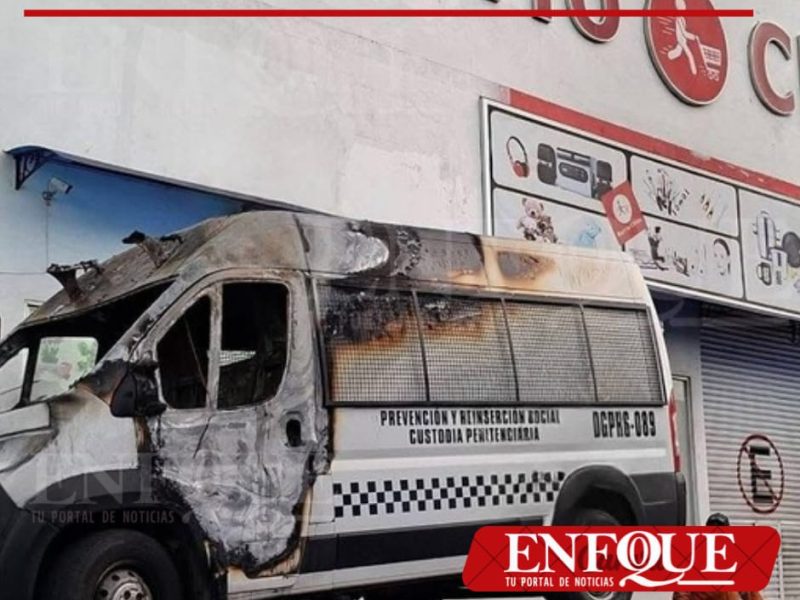 Incendian vehículo del sistema penitenciario en la zona centro
